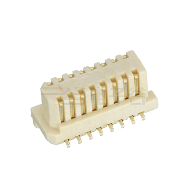 Board to Board 0.80mm 单槽双排侧插带柱 SMT型公座 16pin 米黄色 镀全金G/F